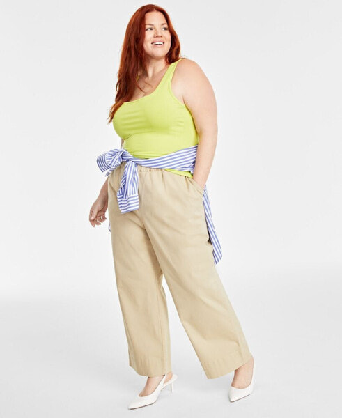Trendy Plus Size Ribbed Square-Neck Tank, Created for Macy's