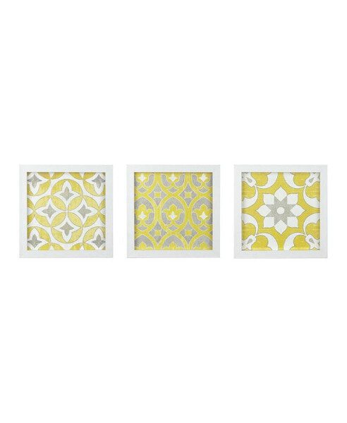 Tuscan Tiles Distressed Yellow Medallion 3-Piece Wall Decor Set
