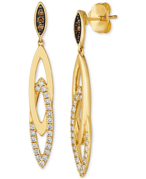 Nude Diamond & Chocolate Diamond Navette Drop Earrings (1/3 ct. t.w.) in 14k Gold