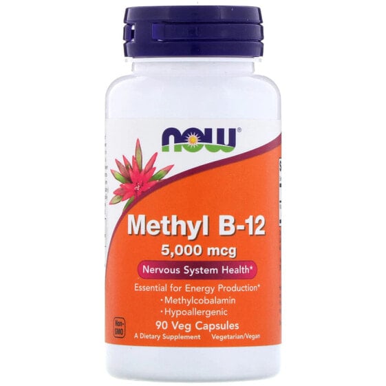 NOW Methyl B-12 -- Метил B-12 для поддержки нервной системы - 5000 мкг - 90 растительных капсул