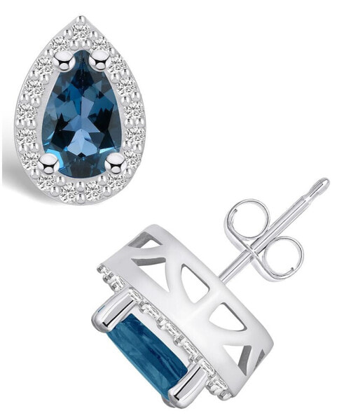 Серьги Macy's London Topaz & Diamond Halo Stud