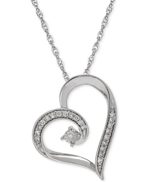 Diamond Heart Pendant Necklace (1/10 ct. t.w.) in Sterling Silver