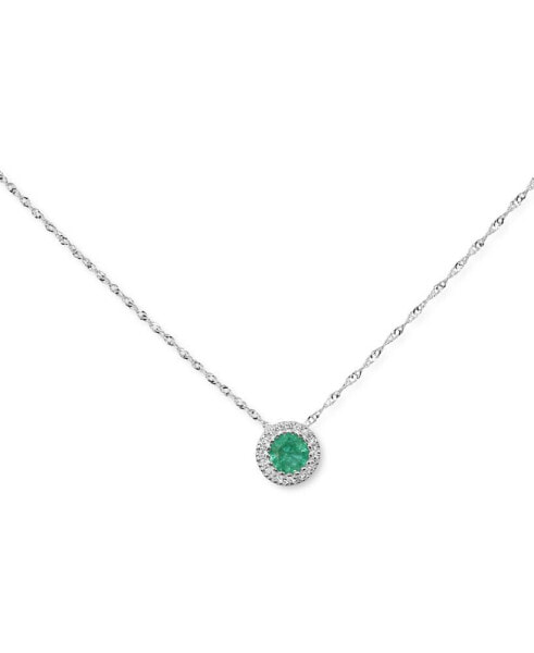 Sapphire ( 3/8 ct. t.w.) & Diamond Accent Pendant Necklace in 14k White Gold, 16" + 2" extender (Also Available in Emerald & Ruby)