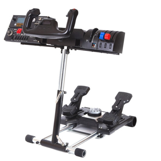 Wheel Stand Pro Deluxe V2 - Black - Stainless steel - - Saitek Pro Flight Yoke System throttle quadrant - trim wheel and panel - Logitech G25/G27 Racing...