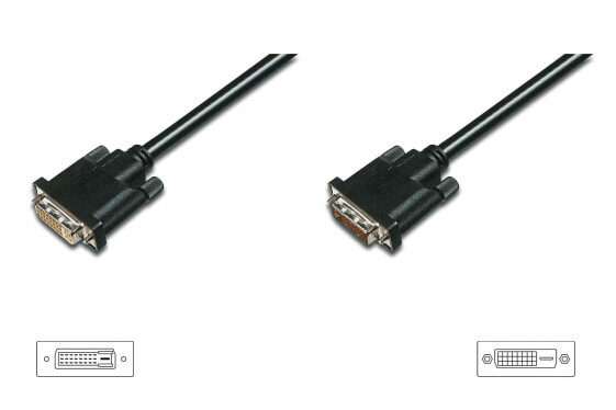 DIGITUS DVI extension cable - DVI(24+1)/M - DVI(24+1)/F - 5 m - DVI-D - DVI-D - Black - Nickel - 1 pc(s)