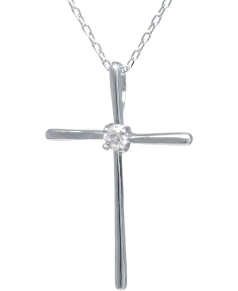 Cubic Zirconia Cross 18" Pendant Necklace in Sterling Silver, Created for Macy's