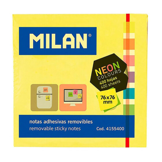 MILAN Neon Sticky Notes Pad 76x76 mm 400 Units