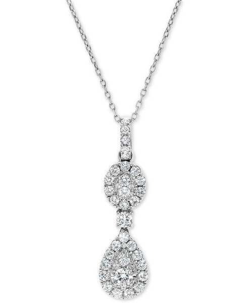 Macy's diamond Double Halo Cluster 18" Pendant Necklace (5/8 ct. t.w.) in 14k White Gold