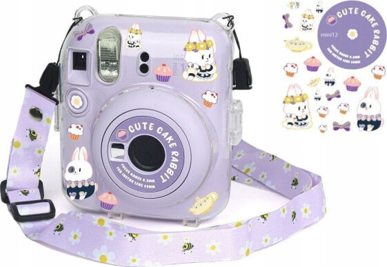 Pokrowiec LoveInstant Futerał Etui Case Pokrowiec Do Fujifilm Instax Mini 12 + Naklejki / Słodki Królik