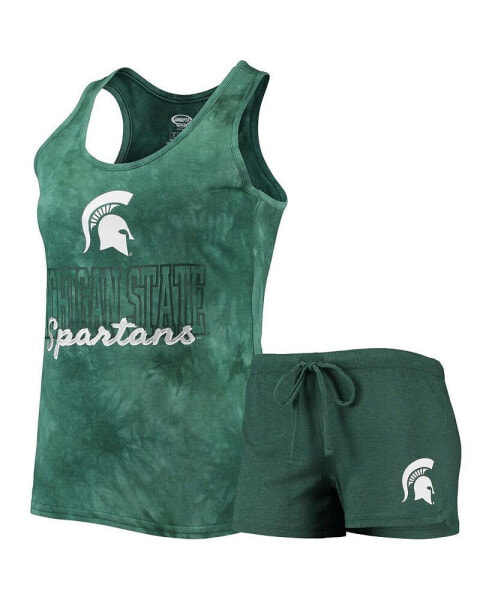 Women's Green Michigan State Spartans Billboard Tie-Dye Tank Top and Shorts Set