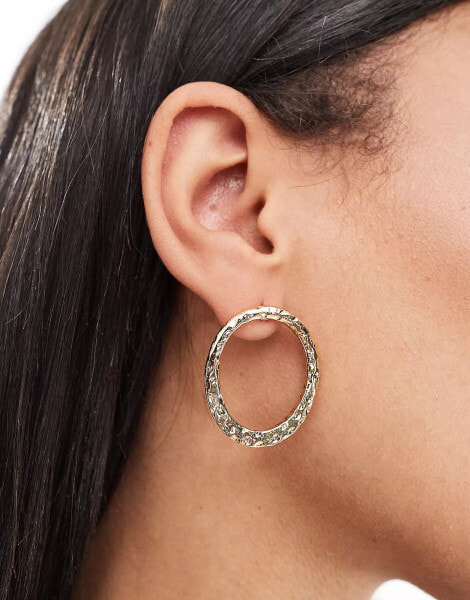 Mango textured hoop earrings in gold