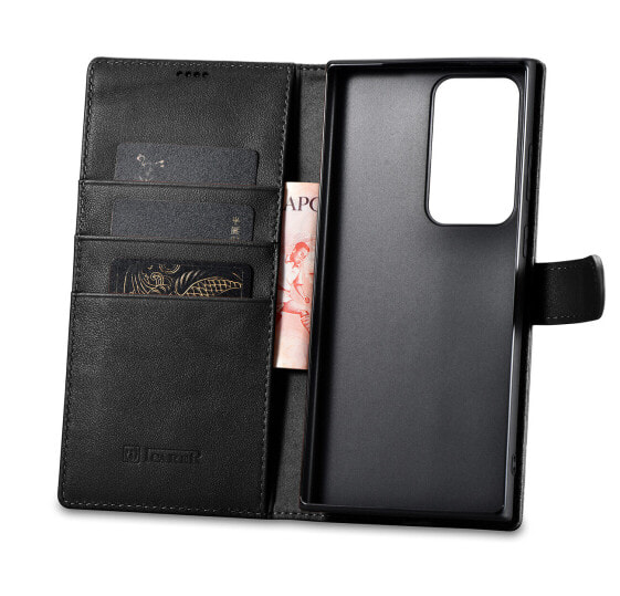 Чехол для смартфона ICARER Etui skórzany portfel do Samsung Galaxy S23 Ultra Black