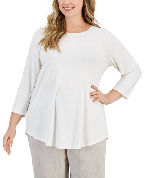Plus Size Satin-Trim Top, Created for Macy's