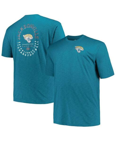 Men's Teal Distressed Jacksonville Jaguars Big and Tall Two-Hit Throwback T-shirt