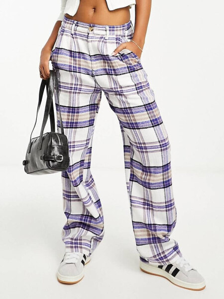 Obey max plaid trousers in blue