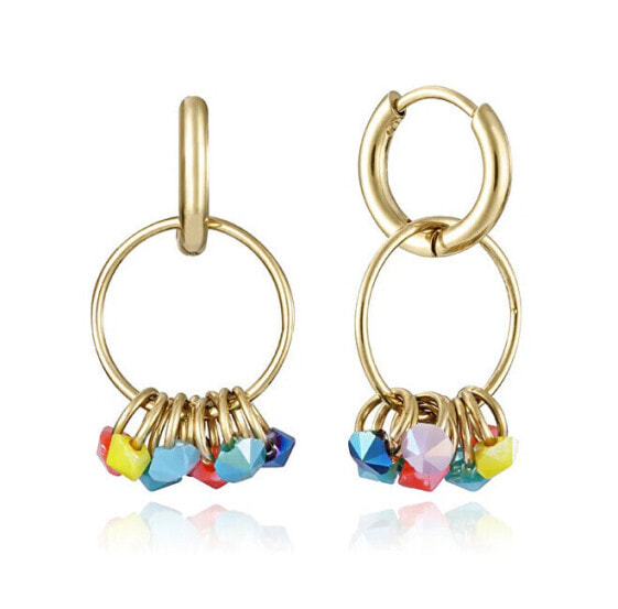 Playful gold-plated hoop earrings 2in1 Chic 14156E01019