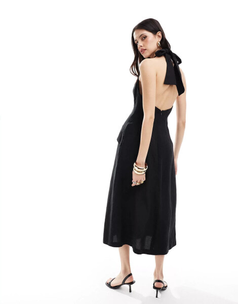 Bardot tailored midi dress in black