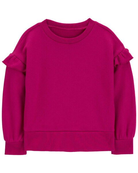 Toddler Flutter Sleeves Fleece Crew Neck Sweatshirt 2T