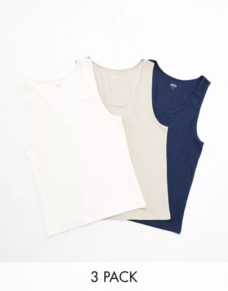 ASOS DESIGN 3 pack muscle rib vests in multiple colours