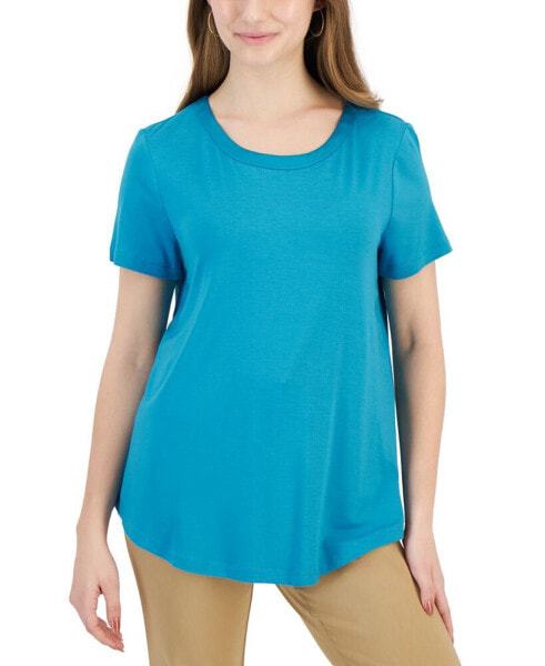 Petite Satin Trim Rayon Span Top, Created for Macy's