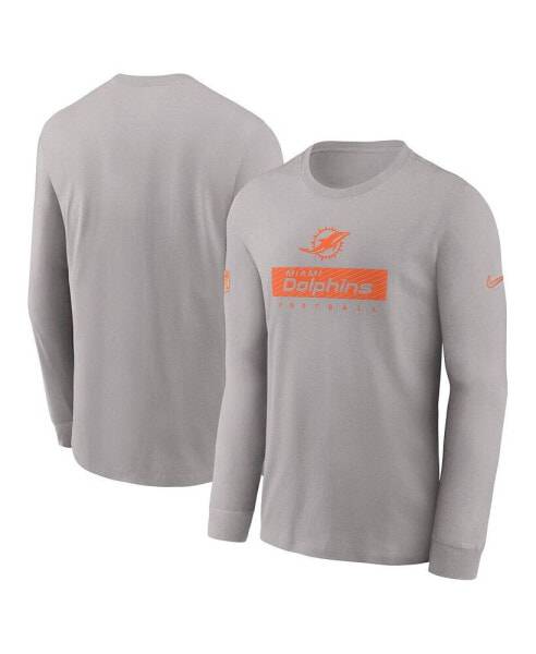 Men's Gray Miami Dolphins Sideline Performance Long Sleeve T-Shirt