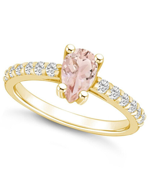 Morganite (3/4 Ct. T.W.) and Diamond (1/3 Ct. T.W.) Ring in 14K Yellow Gold