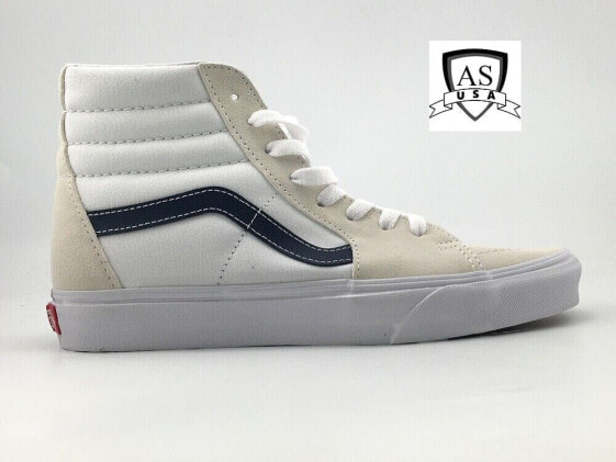 VANS Sk8-Hi Classic Sport Shoes Men's Size 7.5 White Blue Suede Canvas Sneakers