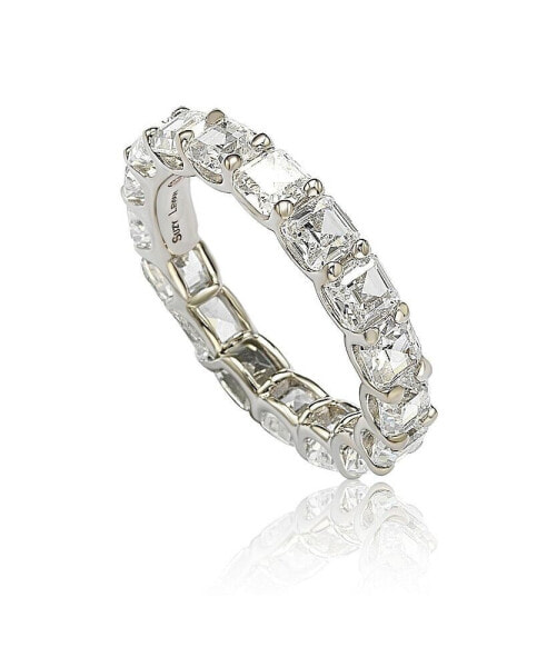Suzy Levian Sterling Silver Cubic Zirconia Asscher Cut Eternity Band Ring