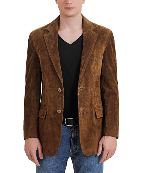 Men Grant 2-Button Suede Leather Blazer