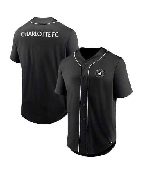 Men's Black Charlotte FC Third Period Fashion Baseball Button-Up Jersey