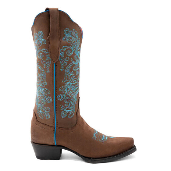 Ferrini Ella Embroidery Snip Toe Cowboy Womens Brown Casual Boots 8106110