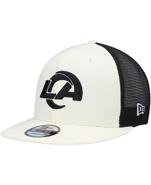 Men's Cream, Black Los Angeles Rams Chrome Collection 9FIFTY Trucker Snapback Hat