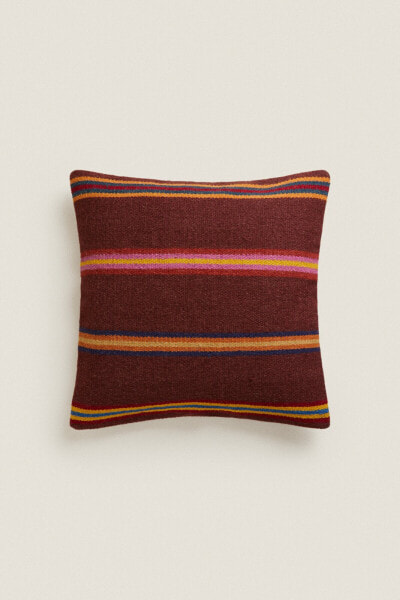 Striped woollen cushion cover