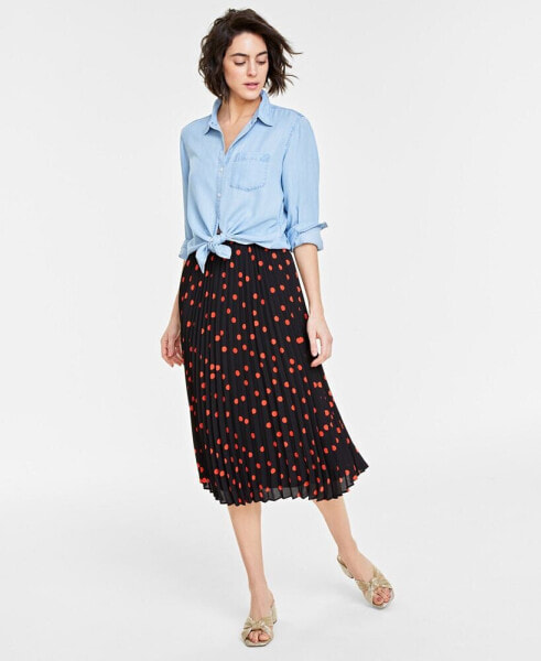 Women's Printed Pleated A-Line Midi Skirt, Created for Macy's