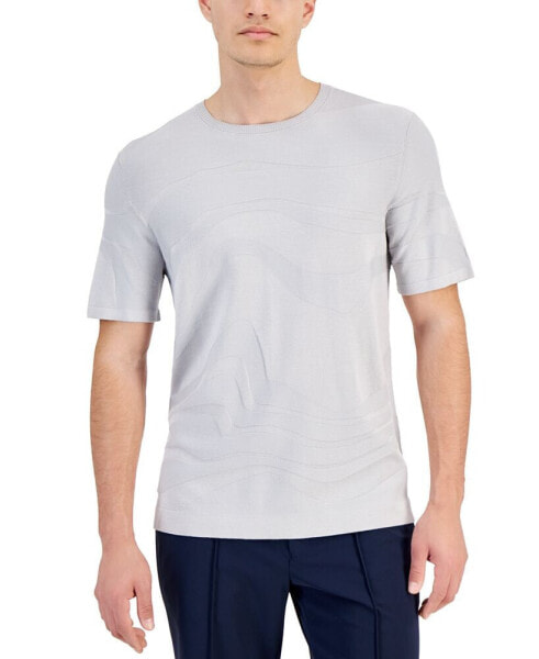 Men's Tonal Wave Jacquard T-Shirt, Created for Macy's