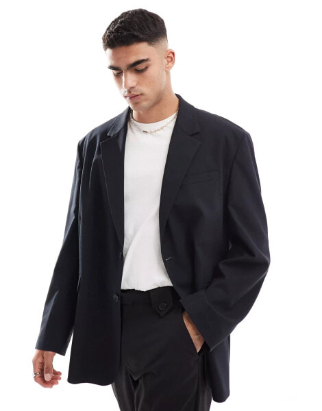 ASOS DESIGN oversized slouchy blazer in black