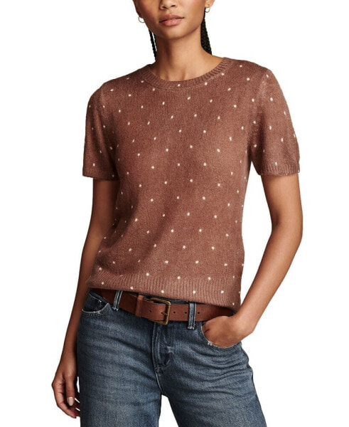 Women's Dot Print Short-Sleeve Knit Top