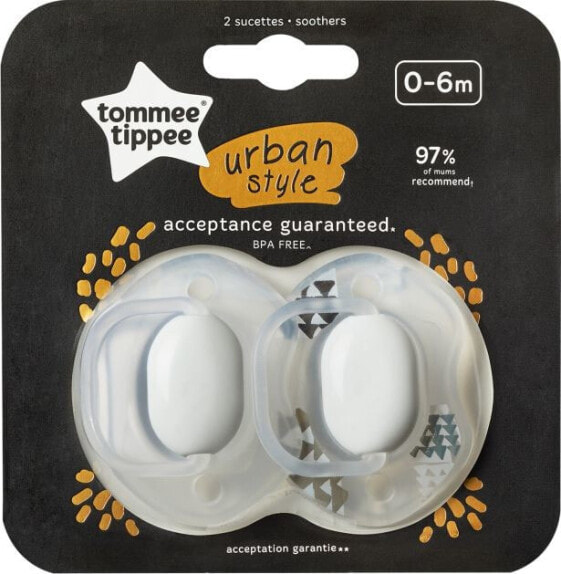 Tommee Tippee Smoczek uspokajający Urban unisex 0-6 m-cy 2 szt.