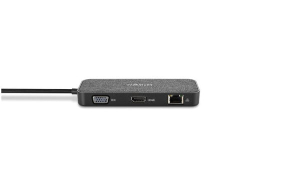 Kensington SD1650P USB-C Single 4K Portable Dock, Wired, USB 3.2 Gen 1 (3.1 Gen 1) Type-C, 100 W, 10,100,1000 Mbit/s, Black, Grey, 5 Gbit/s