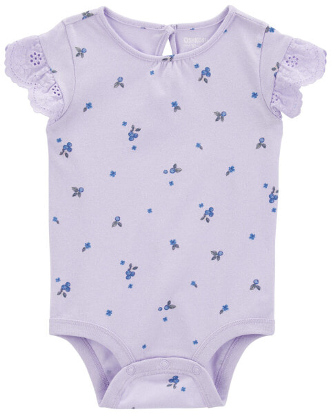 Blueberry Print Eyelet Flutter Bodysuit 24M