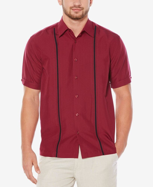 Men's Pick Stitch Panel Short Sleeve Button-Down Shirt