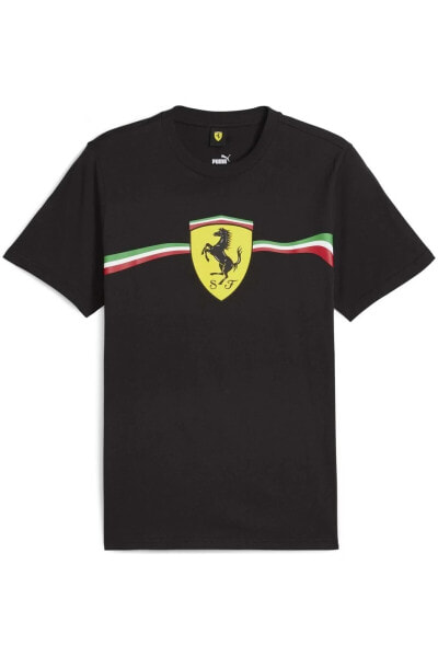 623807-01 Ferrari Race Big Shld Hrtg Team Erkek T-shirt Siyah