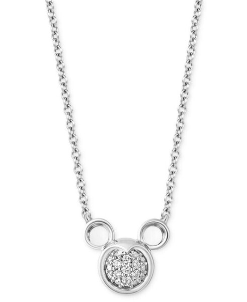 Diamond Mickey Mouse Pendant Necklace (1/8 ct. t.w.) in Sterling Silver, 16" + 2" extender