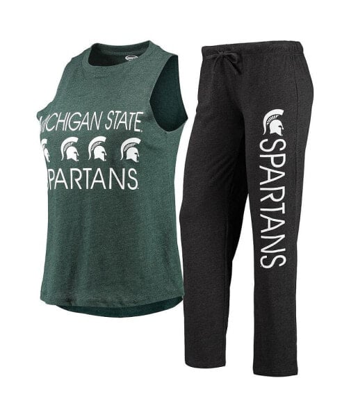 Women's Black, Green Michigan State Spartans Tank Top and Pants Sleep Set