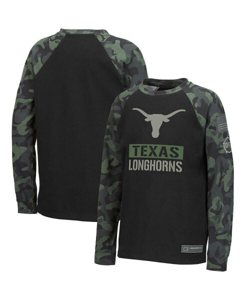 Big Boys Black, Camo Iowa State Cyclones OHT Military-Inspired Appreciation Team Raglan Long Sleeve T-shirt