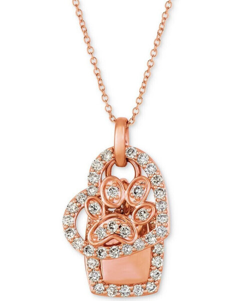 Le Vian nude Diamond Dog Paw Heart 20" Pendant Necklace (7/8 ct. t.w.) in 14k Rose Gold