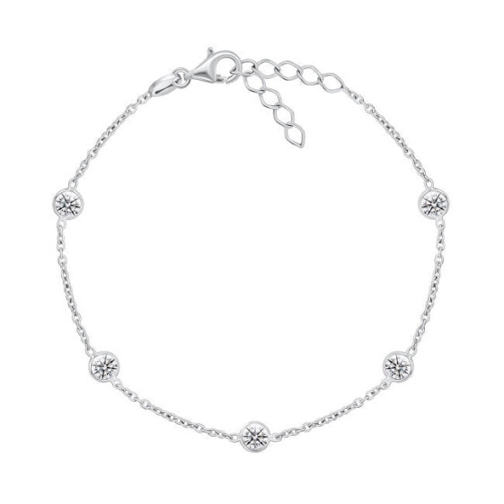 Charming silver bracelet with zircons BRC105W