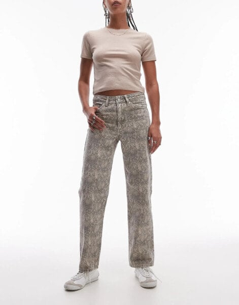 Topshop straight leg snake print trouser