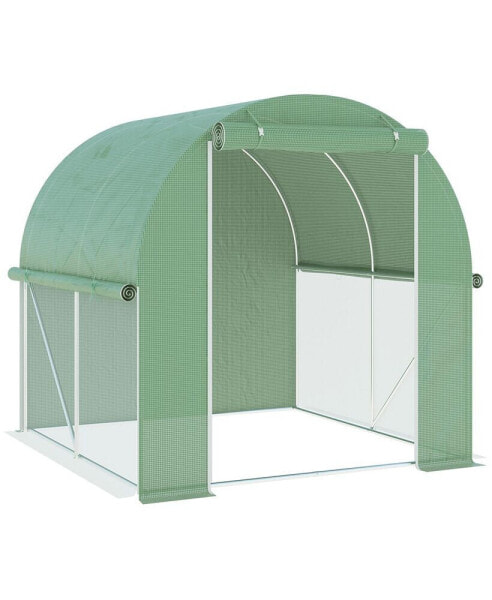 Walk-In Tunnel Greenhouse w/ Roll-up Door, 6.5' x 6.5' x 6.5' Green