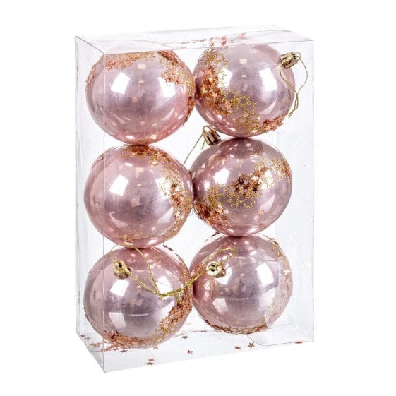 Рождественские шарики Розовые Пластиковые 8 см (6 штук) Shico